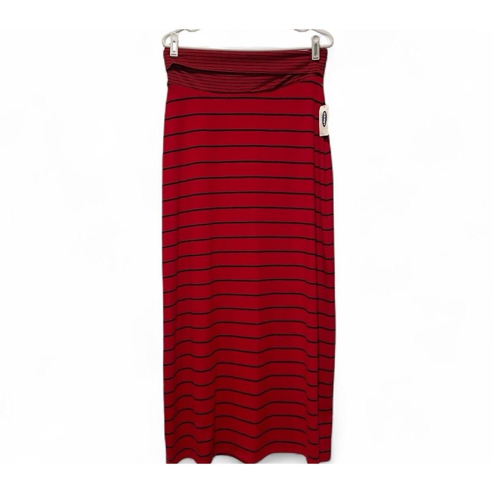 Old Navy Red and Black Striped Maxi Skirt Women’s Size M NWT